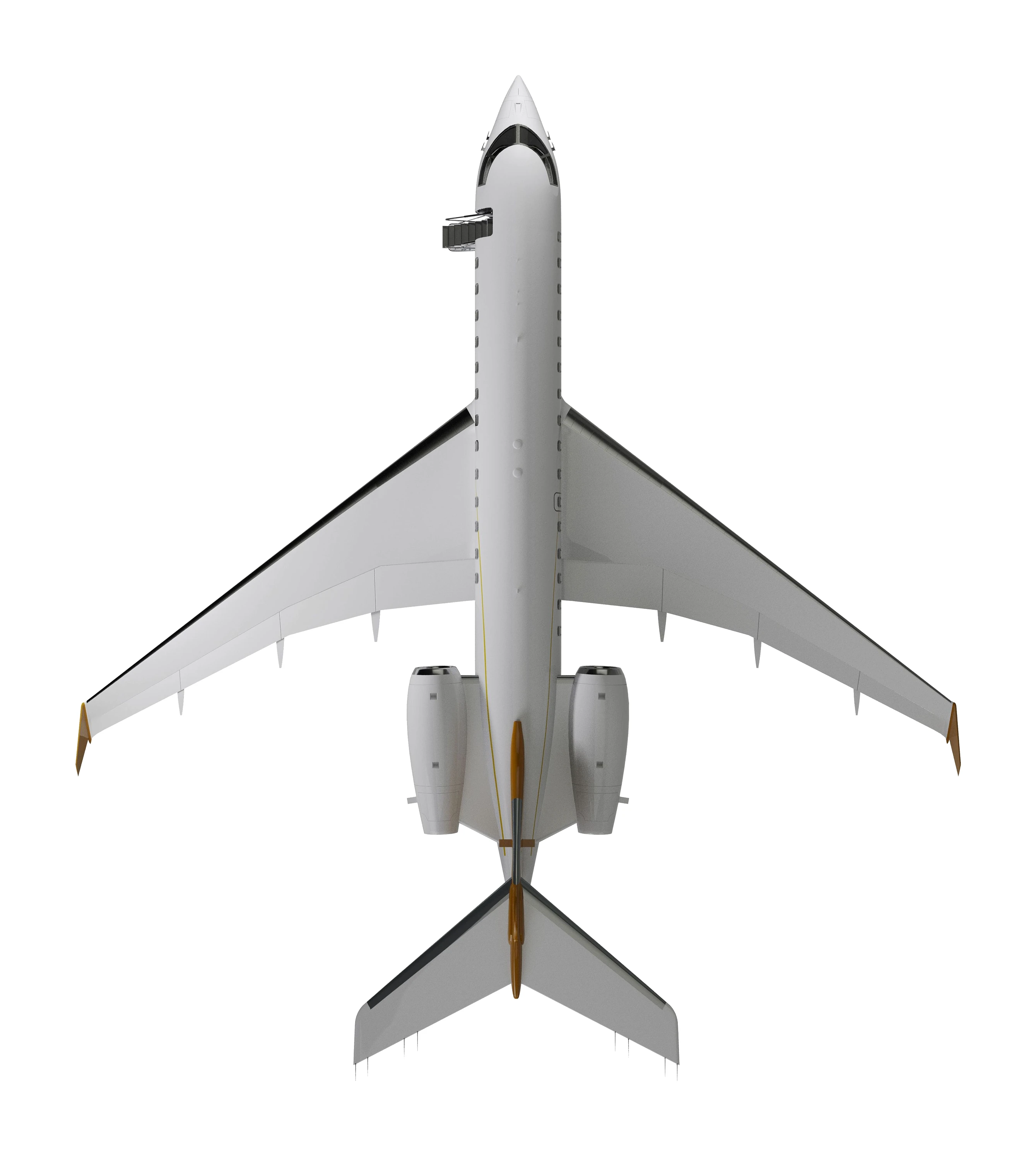 Top-down view of a large-cabin business jet