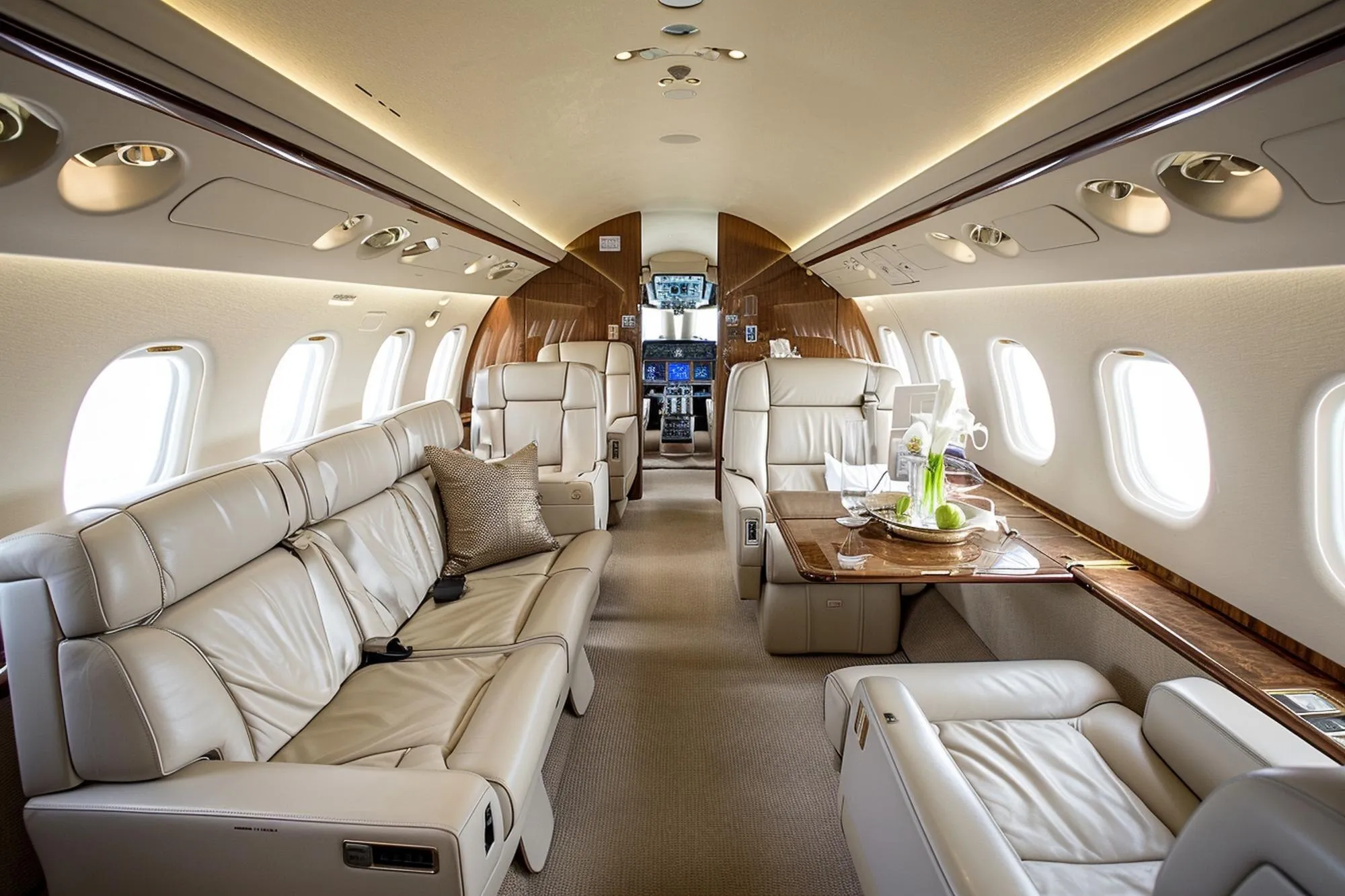 Cabin of a large business jet